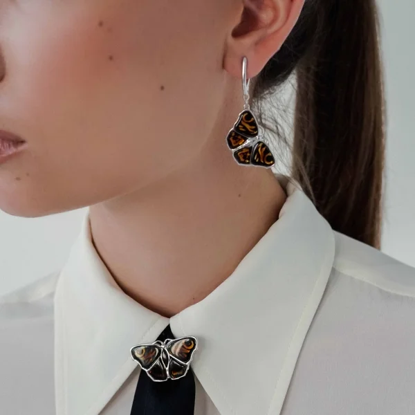 Брошь серебряная с янтарём BP9155RO SunStone