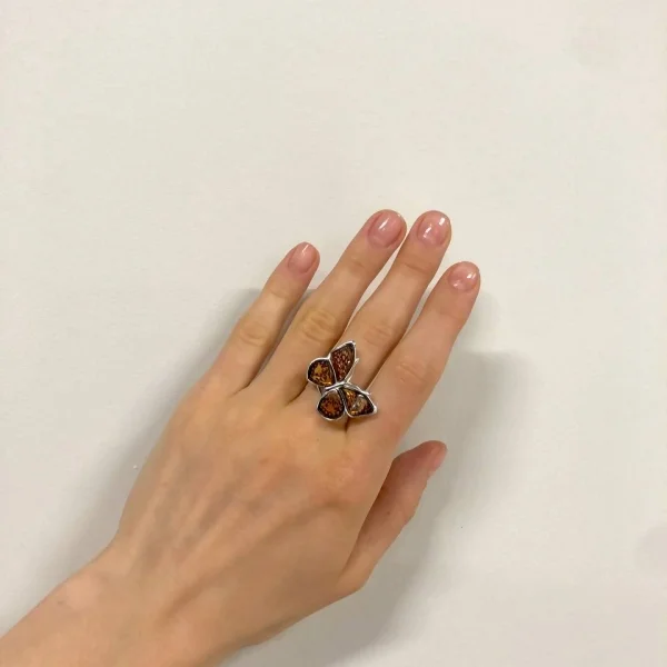 Кольцо серебряное с янтарём R9154RO SunStone