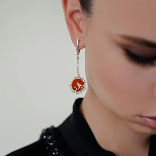 Серебряные серьги с янтарём E10099-1RV SunStone