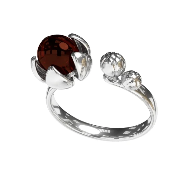 Кольцо серебряное с янтарём R9221RV SunStone