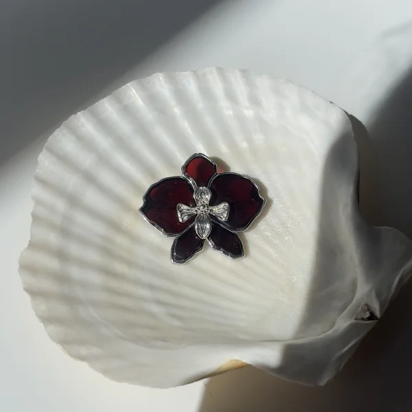 Брошь серебряная с янтарём BP9211RV SunStone