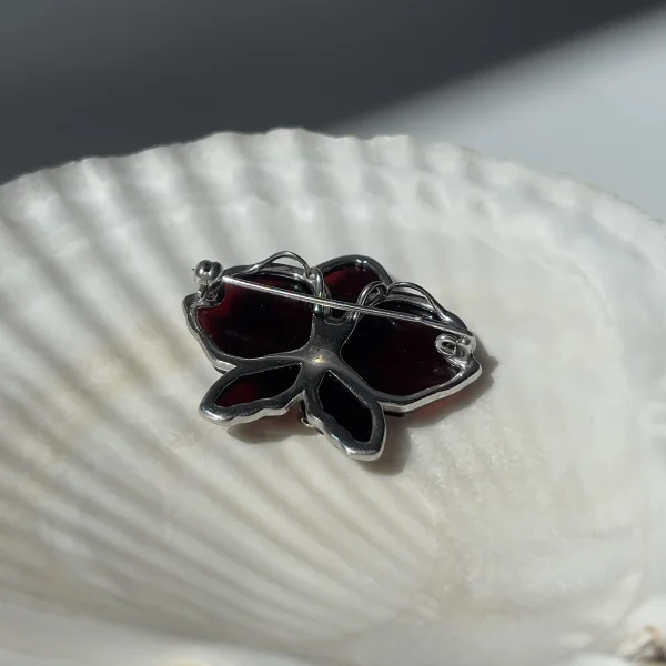 Брошь серебряная с янтарём BP9211RV SunStone