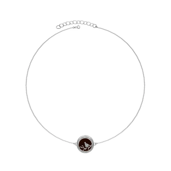 Колье серебряное с янтарём N10009-1RV SunStone