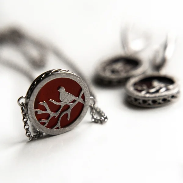 Колье серебряное с янтарём N10009-1RV SunStone