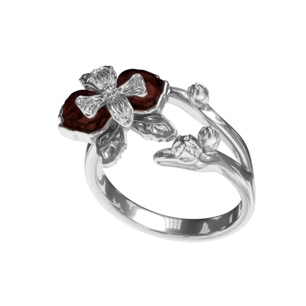 Кольцо серебряное с янтарём R9212RV SunStone