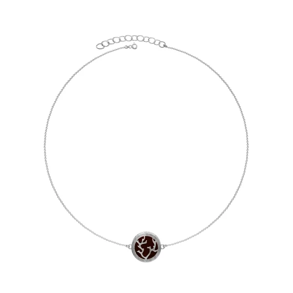 Колье серебряное с янтарём N10009RV SunStone