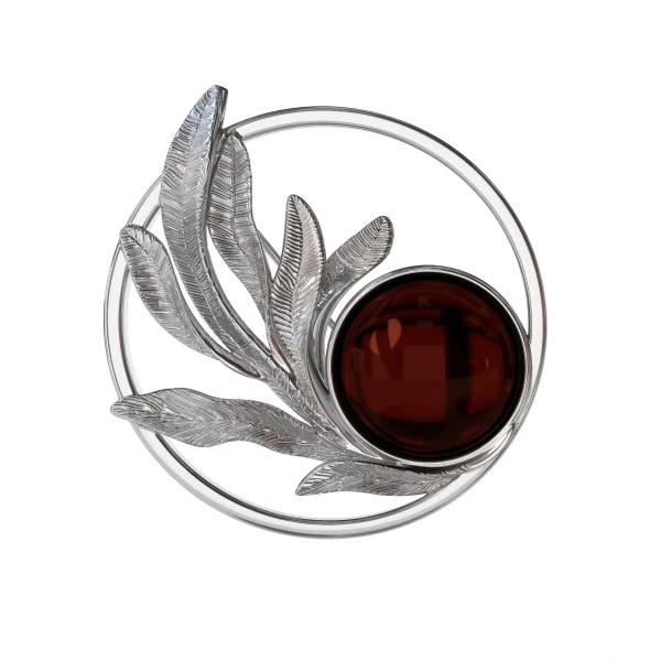 Брошь серебряная с янтарём BP9222RV SunStone