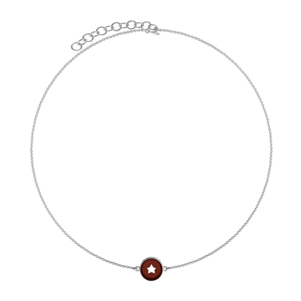 Колье серебряное с янтарём N9223RV SunStone
